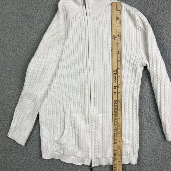 Lauren Ralph Lauren Ivory Cable-Knit Full-Zip Sweater Women's Size Petite/P - Picture 9 of 12